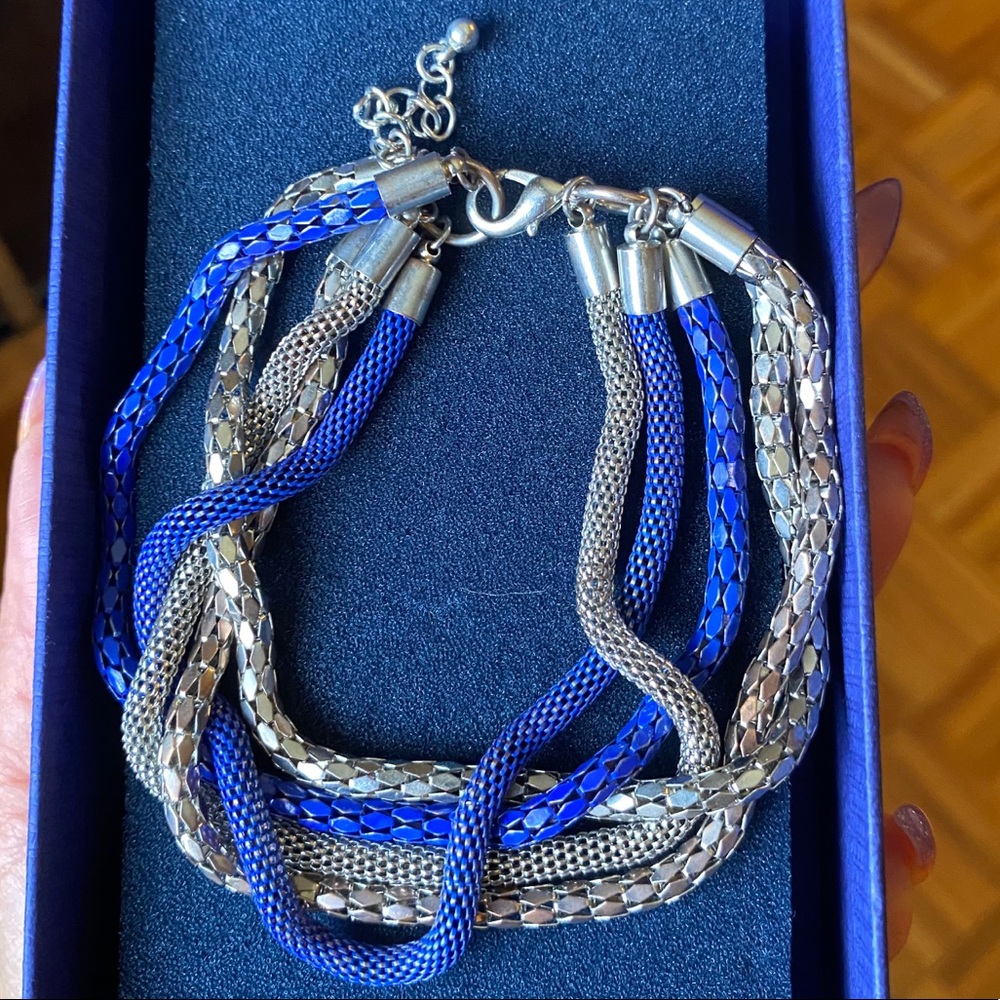 Silver and blue bracelet